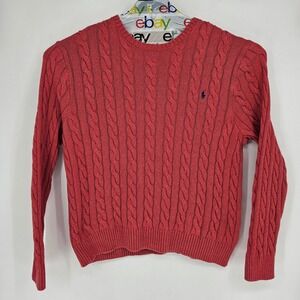 Polo Ralph Lauren Sweater Mens XXL Cable Knit Crew Neck Red Casual Pullover